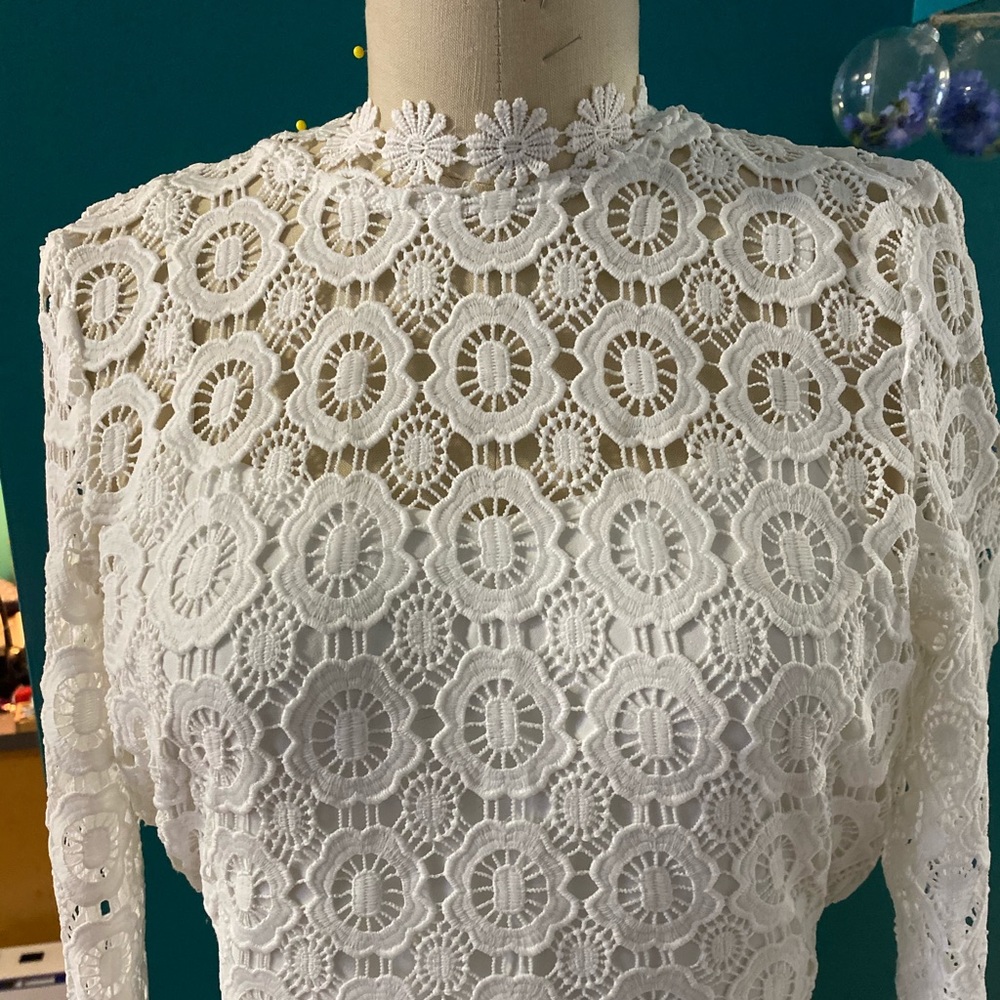 White eyelet bridal jumpsuit. Never worn.